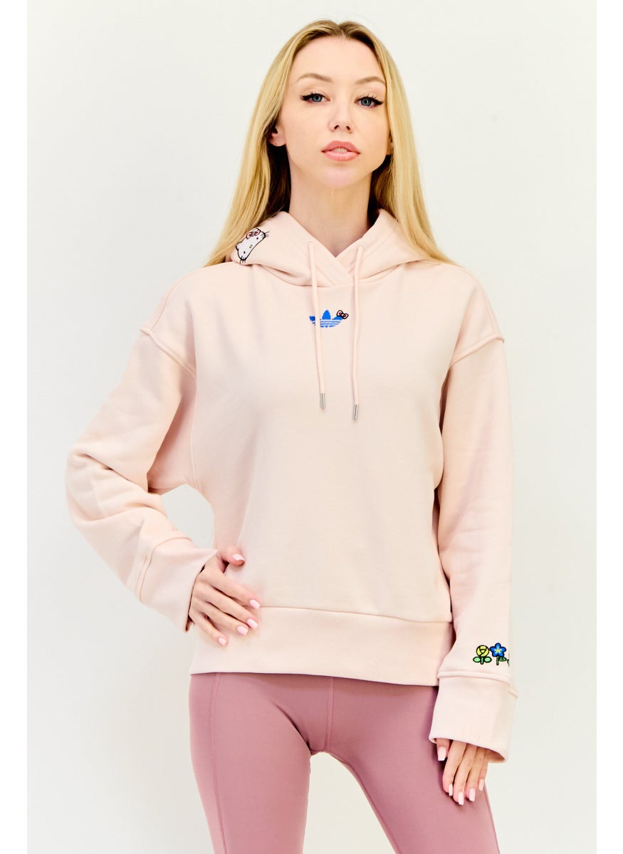adidas Originals Women Sportswear Fit Long Sleeves Running Hooded Sweatshirt, Light Pink  - Image 1