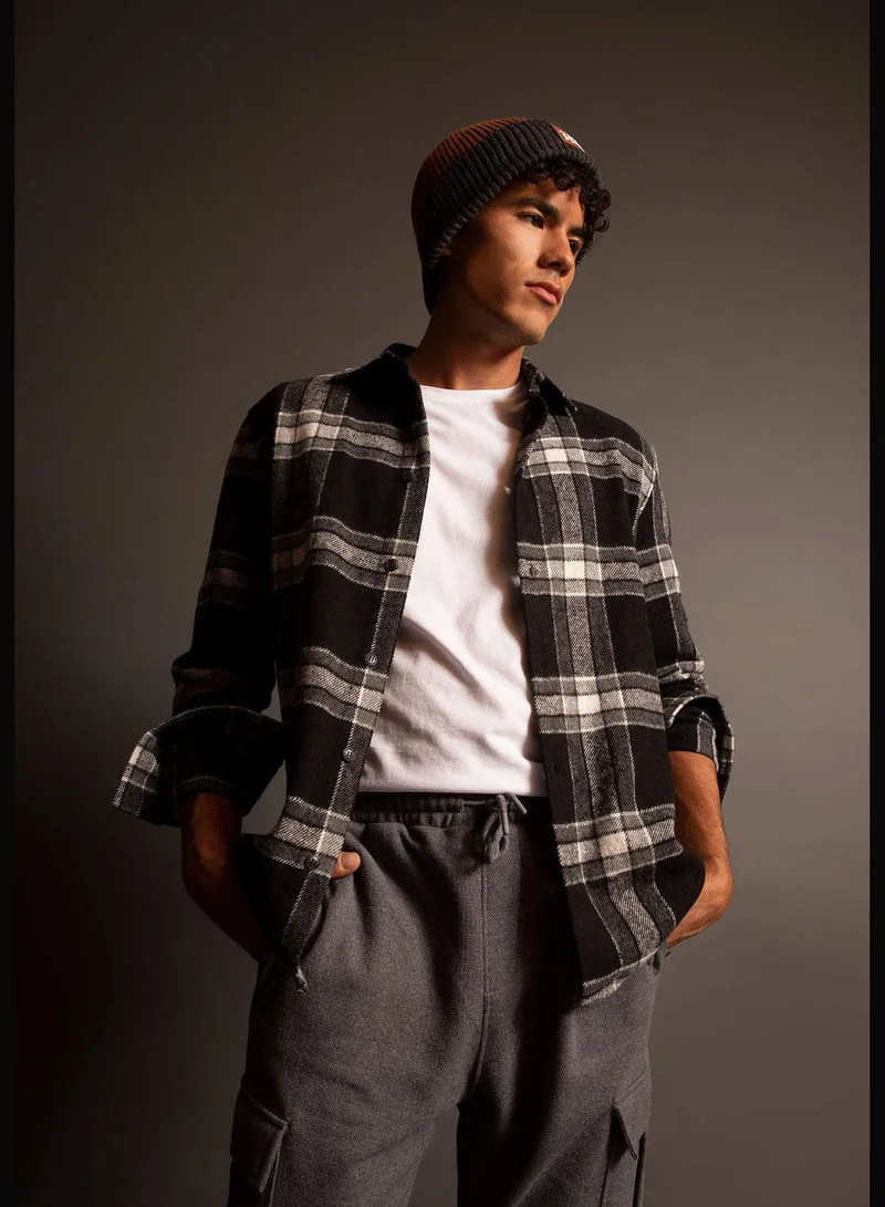 ديفاكتو Man Polo Neck Woven Long Sleeve Shirt