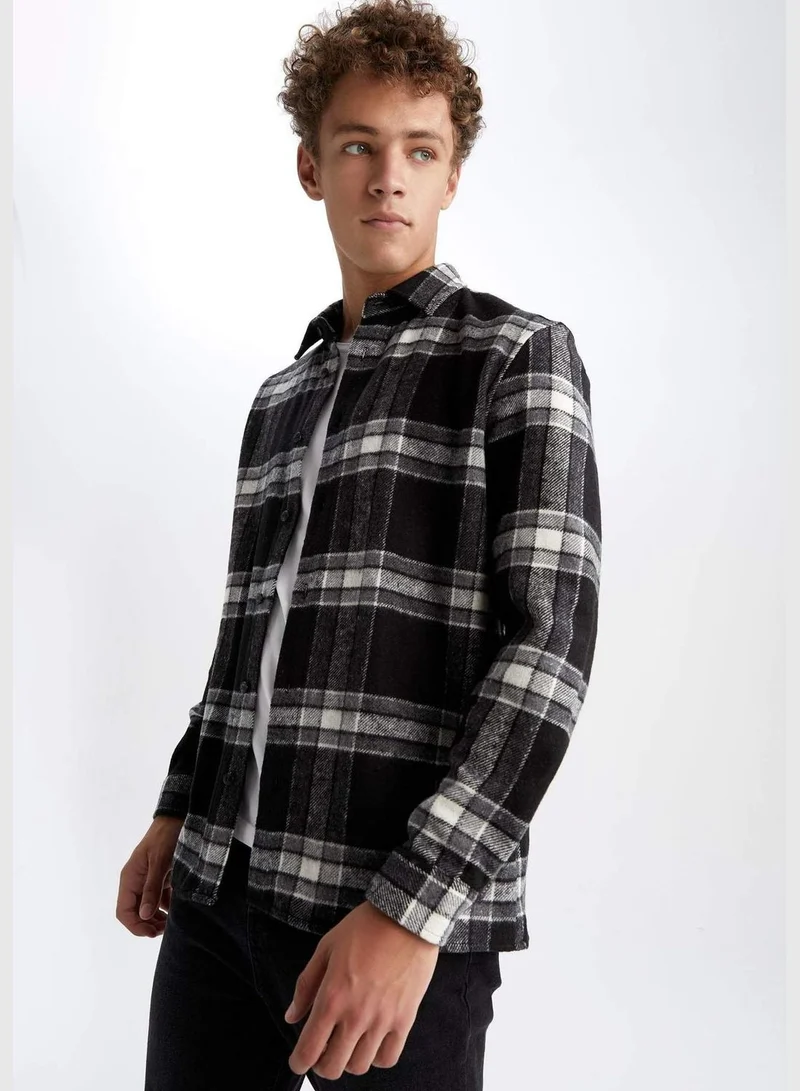 ديفاكتو Man Polo Neck Woven Long Sleeve Shirt
