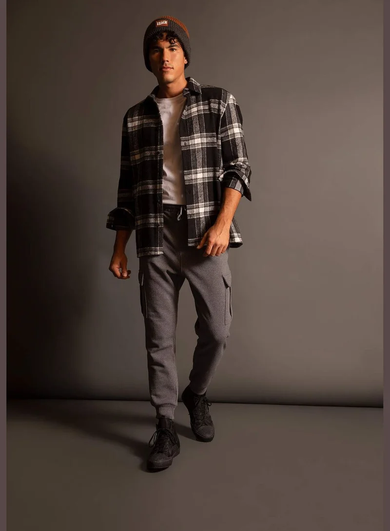 ديفاكتو Man Polo Neck Woven Long Sleeve Shirt