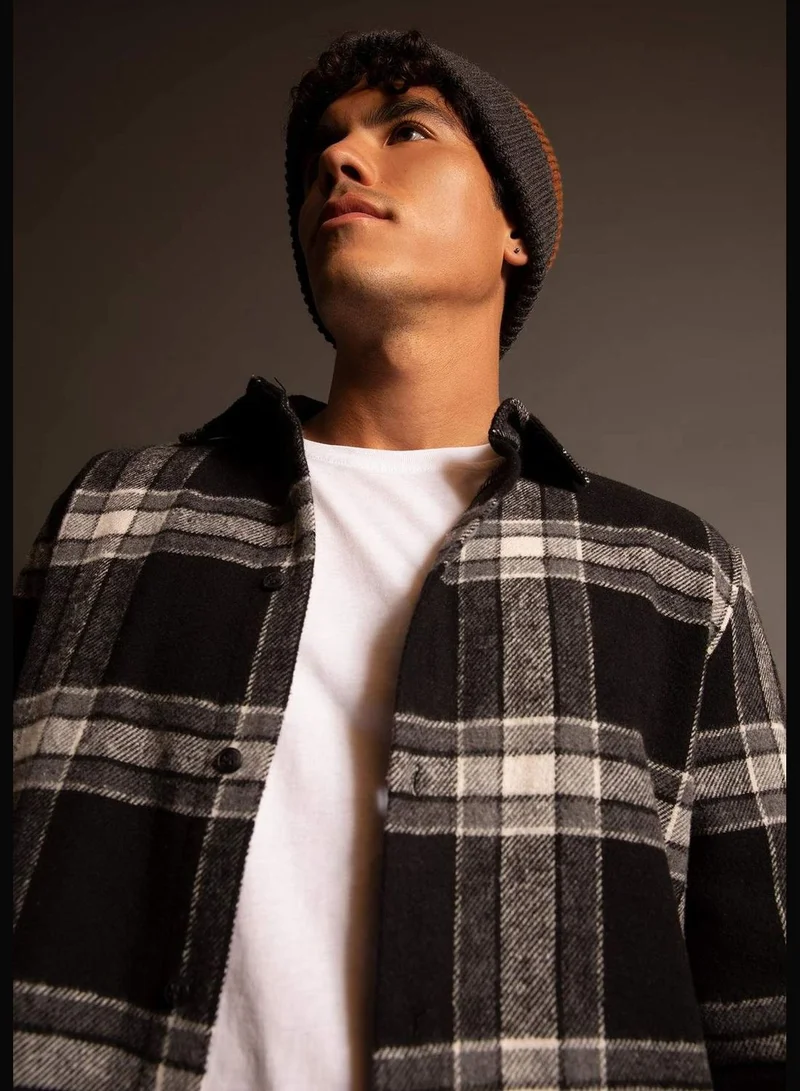 ديفاكتو Man Polo Neck Woven Long Sleeve Shirt