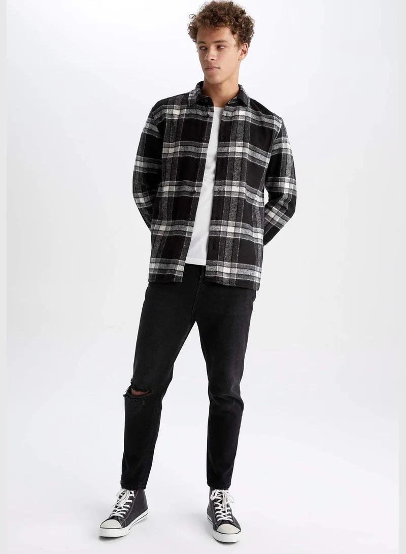 ديفاكتو Man Polo Neck Woven Long Sleeve Shirt