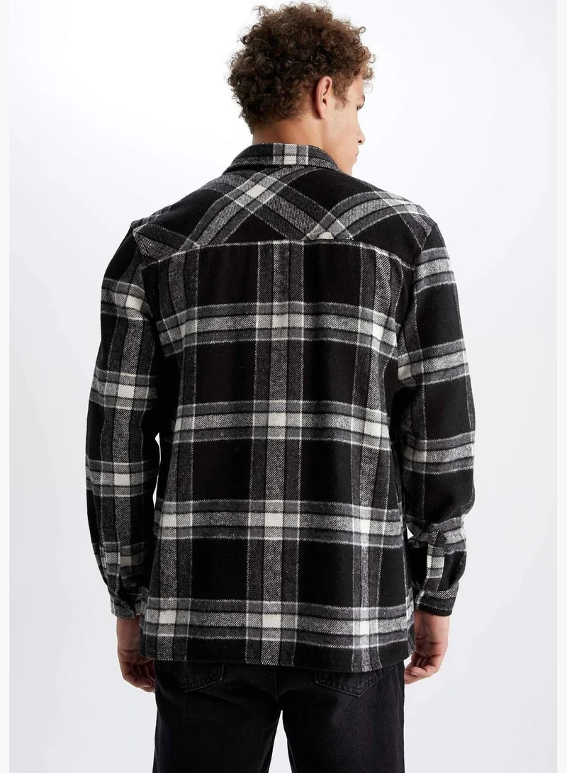 ديفاكتو Man Polo Neck Woven Long Sleeve Shirt