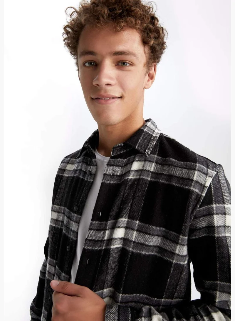 ديفاكتو Man Polo Neck Woven Long Sleeve Shirt