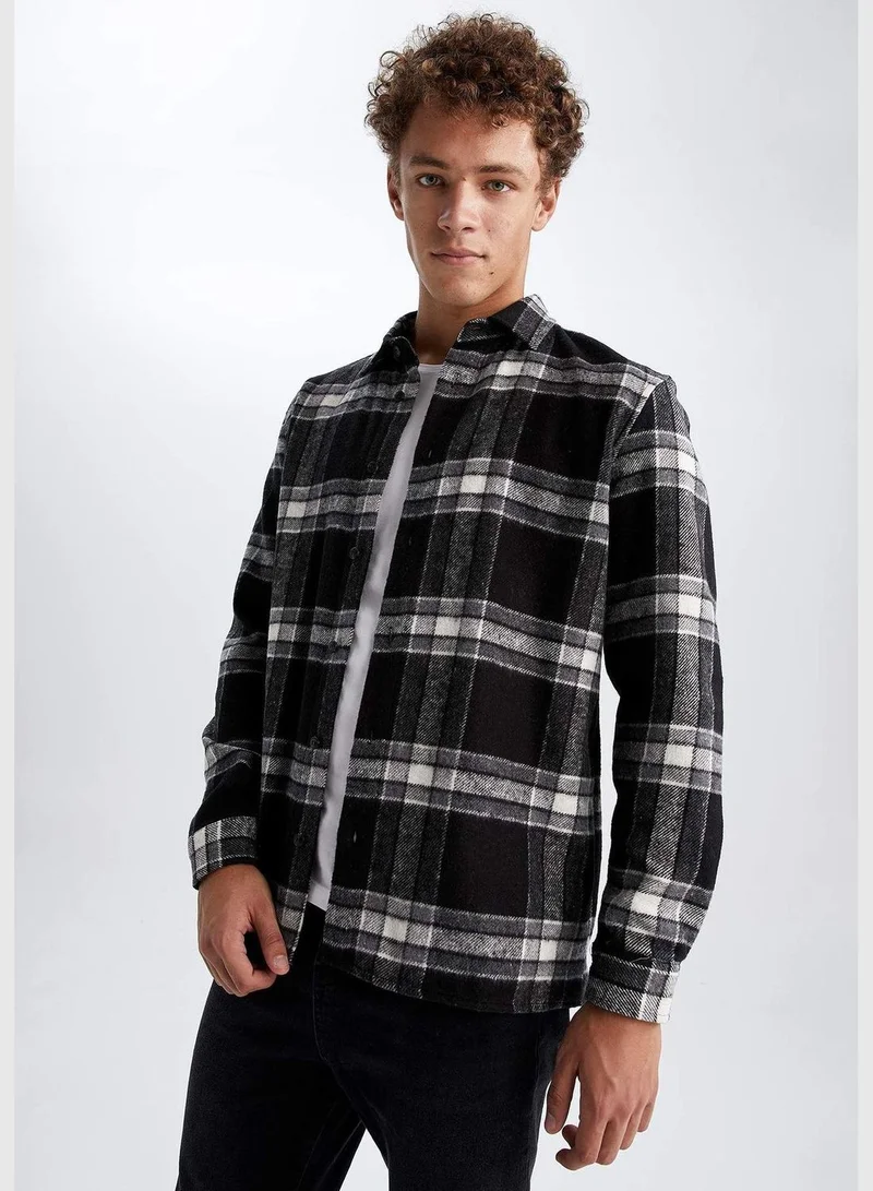 ديفاكتو Man Polo Neck Woven Long Sleeve Shirt