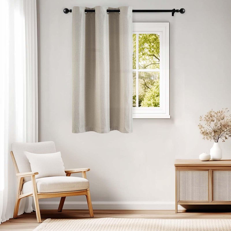 jinchan Room Darkening Linen Textured Curtain Grommet Top Thermal Insulated Room Darkening Drape for Living Room Cafe Farmhouse Greyish Beige 38" W x 54" L Inches 1 Panel - Image 1