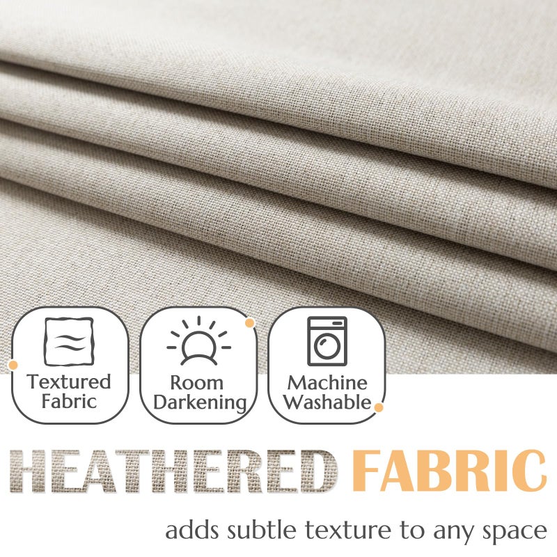 jinchan Room Darkening Linen Textured Curtain Grommet Top Thermal Insulated Room Darkening Drape for Living Room Cafe Farmhouse Greyish Beige 38" W x 54" L Inches 1 Panel - Image 3