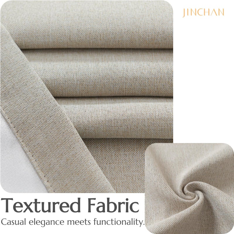 jinchan Room Darkening Linen Textured Curtain Grommet Top Thermal Insulated Room Darkening Drape for Living Room Cafe Farmhouse Greyish Beige 38" W x 54" L Inches 1 Panel - Image 2