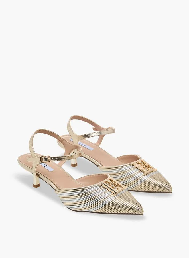 ELLE Women Embellished Kitten Heel Sandals