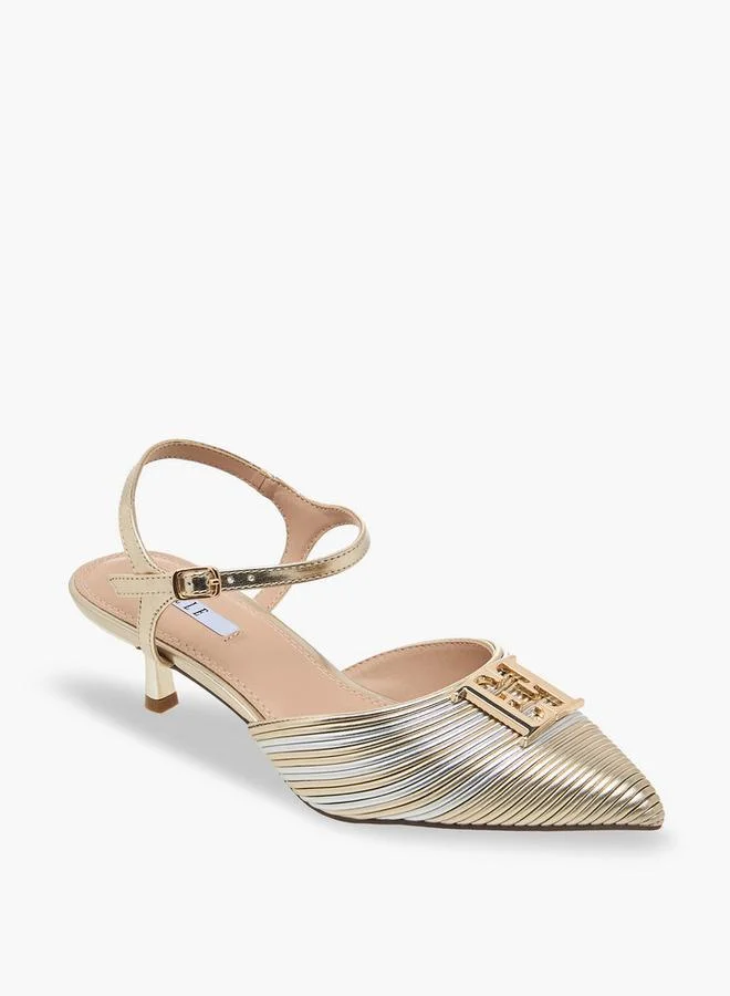 ELLE Women Embellished Kitten Heel Sandals