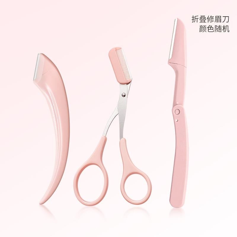 Eyebrow trimmer scissors with comb eyelashes Eyebrow Razor Hair Scissors tool set(C-3pcs) - Image 1