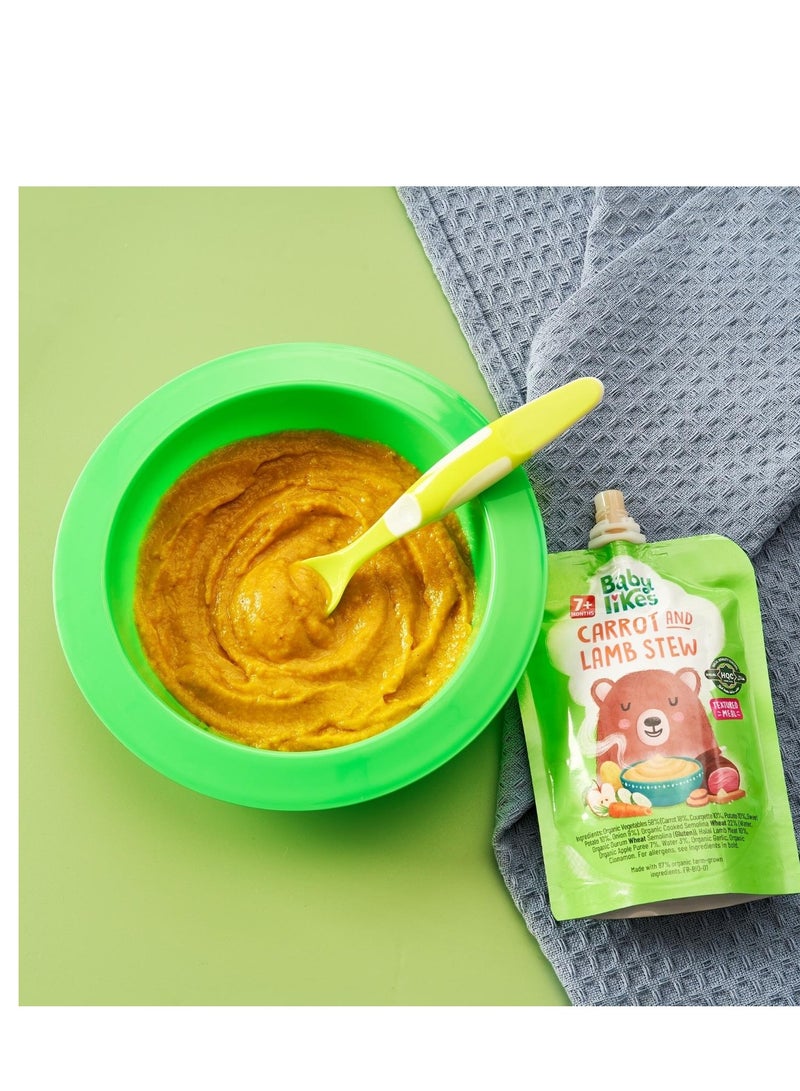 Babylikes Halal Baby Food Pouch - Carrot & Lamb Stew 130g Stage 2 Organic Baby Puree for 7+ months - 12-Pack - Image 2