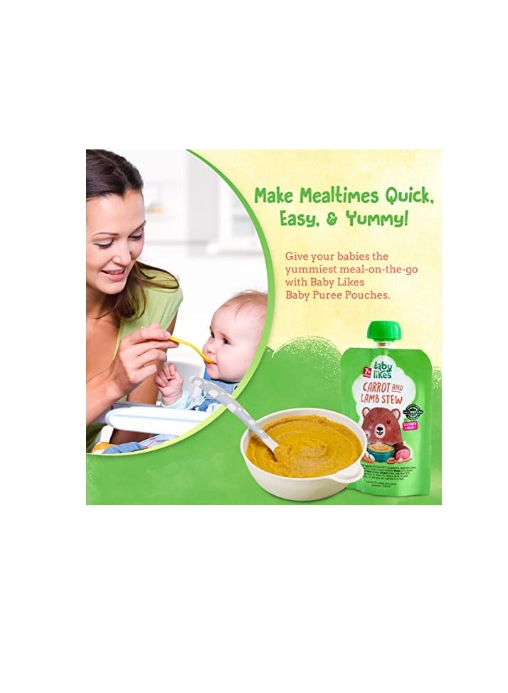 Babylikes Halal Baby Food Pouch - Carrot & Lamb Stew 130g Stage 2 Organic Baby Puree for 7+ months - 12-Pack - Image 3