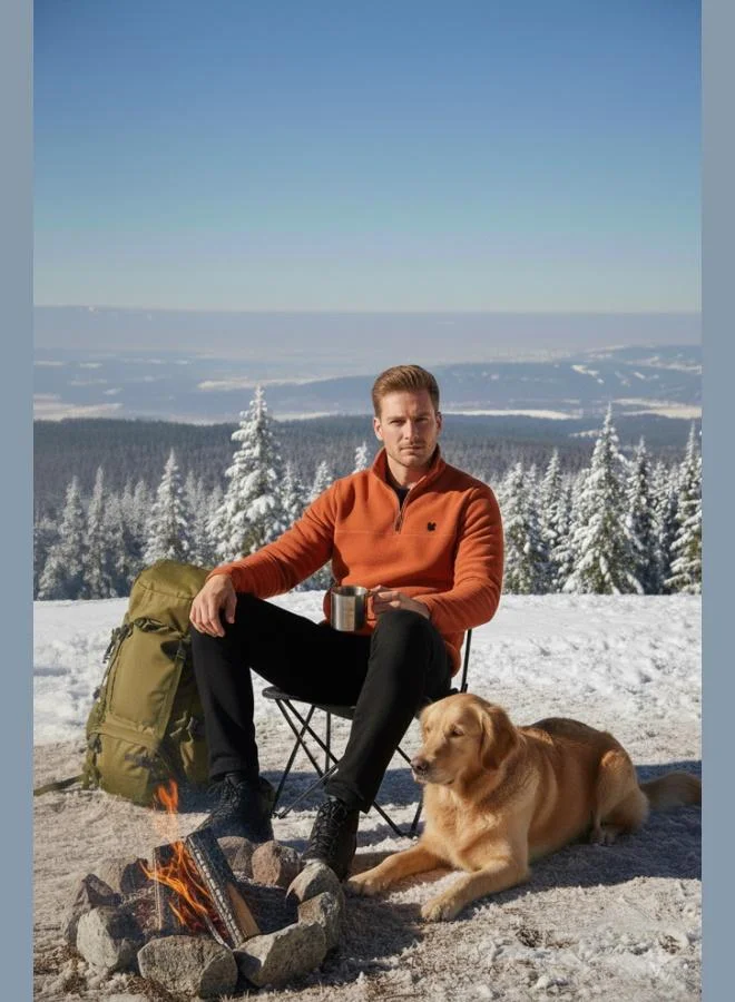 Buratti  Buratti Slim Fit Anti-Pilling Non-Flapping Batwing Collar Cold-Resistant Brushed Fleece Men's POLAR 5906001 for Men | Best Price UAE