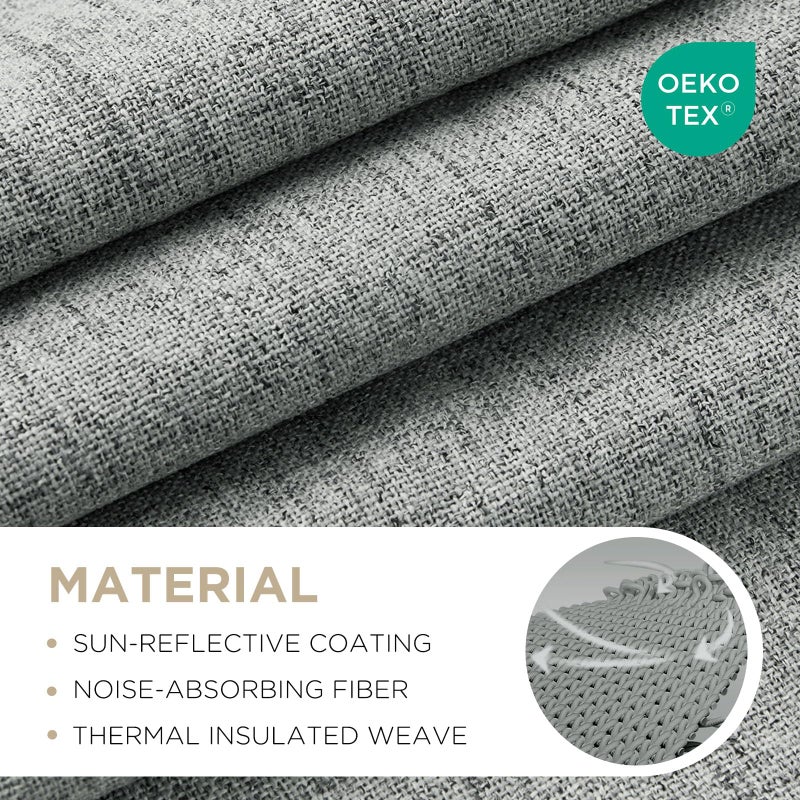 Joydeco Blackout Curtains for Bedroom - 63 Inch Long 100% Light Blocking 2 Panels Light Grey Drapes, Thermal Insulated Room Darkening Curtains, Linen Textured for Living Room, Rod Pocket & Back Tabs - Image 2