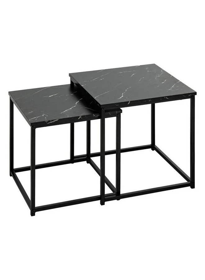 Atmosphera 2-Piece Jones Marble Effect Coffee Table Black 40 x 7 x 42 cm 205801