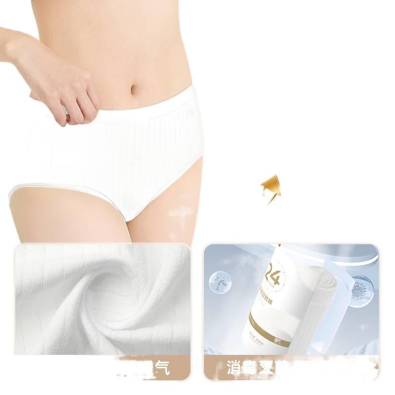 ملابس داخلية نسائية للاستعمال مرة واحدة، عبوة من 3 قطع، مقاس XL للسفر من القطن للهدايا للاستخدام الشخصي للطاولة - Image 1