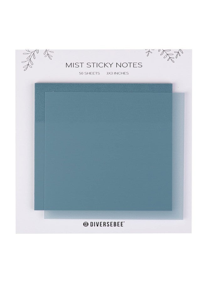 DiverseBee 50 Sheets Pastel Transparent Sticky Notes, 3x3” Clear Sticky Tabs, Translucent Page Flags Book Markers Stickers, Planner Accessories, Bible Journaling Study Office School Supplies (Mist) - Image 1
