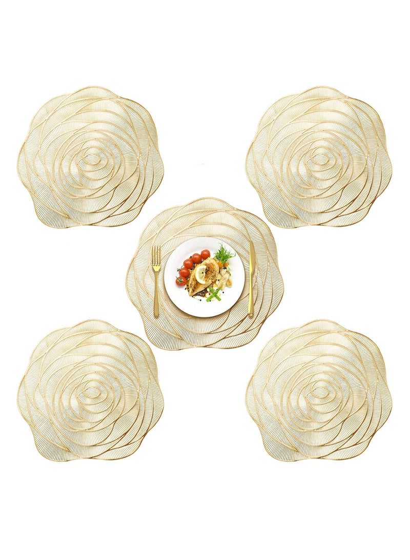SYOSI 12Pcs Round Pressed Vinyl Placemats Rose Gold Metallic Place Mat Coaster Including and Coasters Slip Resistant Table Mats for Dining Kitchen Decor - Image 5