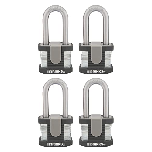 BRINKS - 50mm Commercial Laminated Steel Keyed Padlock with 2” Shackle, 4-Pack - Solid Steel Body with Boron Steel Shackle - Image 1