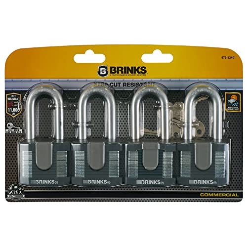 BRINKS - 50mm Commercial Laminated Steel Keyed Padlock with 2” Shackle, 4-Pack - Solid Steel Body with Boron Steel Shackle - Image 5