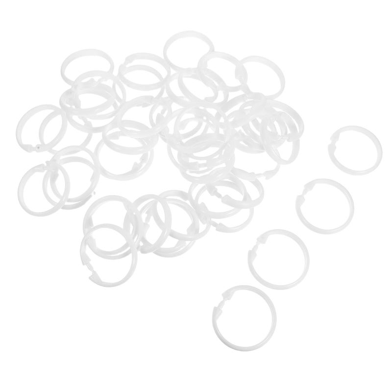 48 Pack Round Plastic Snap Shower Curtain Rings Lightweight Reusable for Bathroom Rods - Image 2