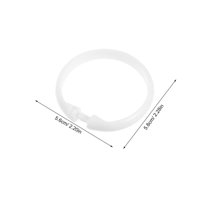48 Pack Round Plastic Snap Shower Curtain Rings Lightweight Reusable for Bathroom Rods - Image 3