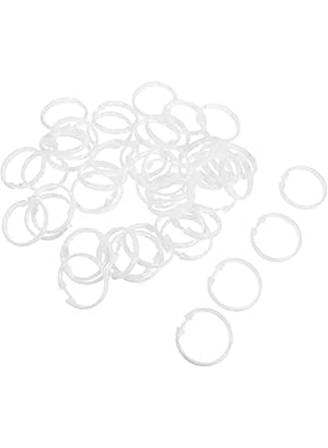 48 Pack Round Plastic Snap Shower Curtain Rings Lightweight Reusable for Bathroom Rods - Image 1