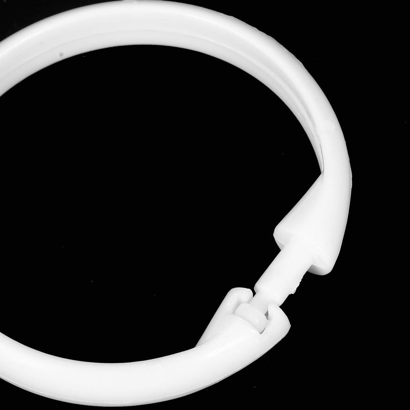 48 Pack Round Plastic Snap Shower Curtain Rings Lightweight Reusable for Bathroom Rods - Image 4