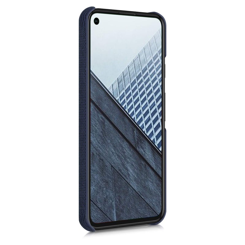 kwmobile Fabric Case Compatible with Google Pixel 5 - Case Hard Protective Phone Cover with Material Texture - Dark Blue - Image 2