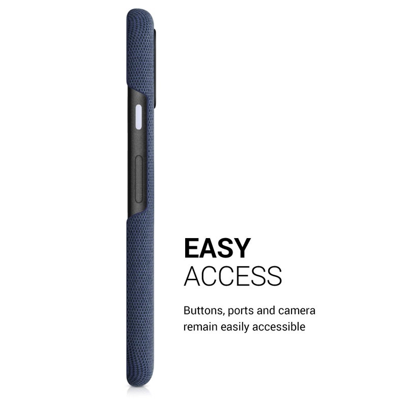 kwmobile Fabric Case Compatible with Google Pixel 5 - Case Hard Protective Phone Cover with Material Texture - Dark Blue - Image 4