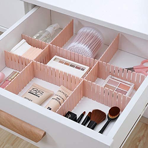 SEVEN SPACE Plastic Grid Drawer Dividers Adjustable Sock Underwear Dresser Drawer Organizers Divider for Stationary Storage 18 Blue - Image 4