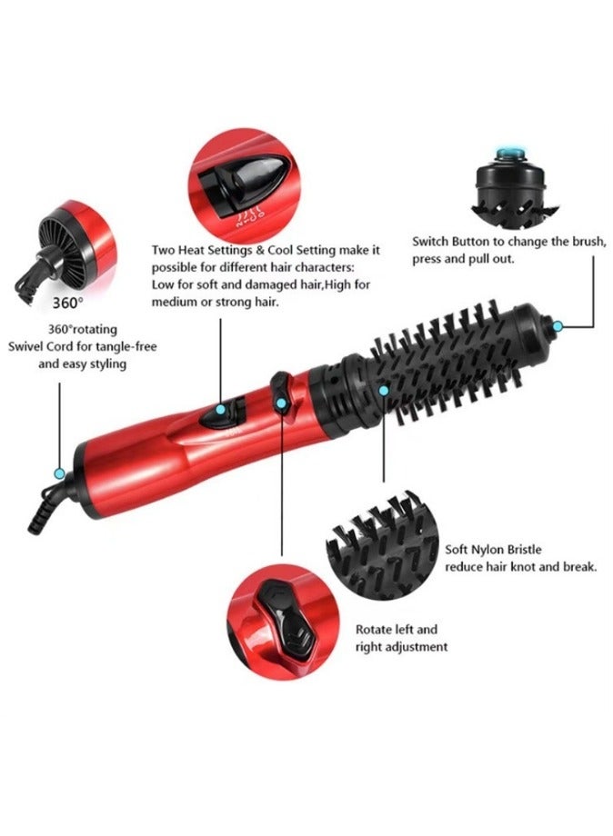 فرشاة حرارية، فرشاة تصفيف الشعر بالهواء الساخن 3 في 1 قابلة للدوران 360 درجة - مجفف شعر، فرشاة تجعيد الشعر، ومكواة فرد الشعر لتصفيفات شعر متعددة الاستخدامات - Image 2