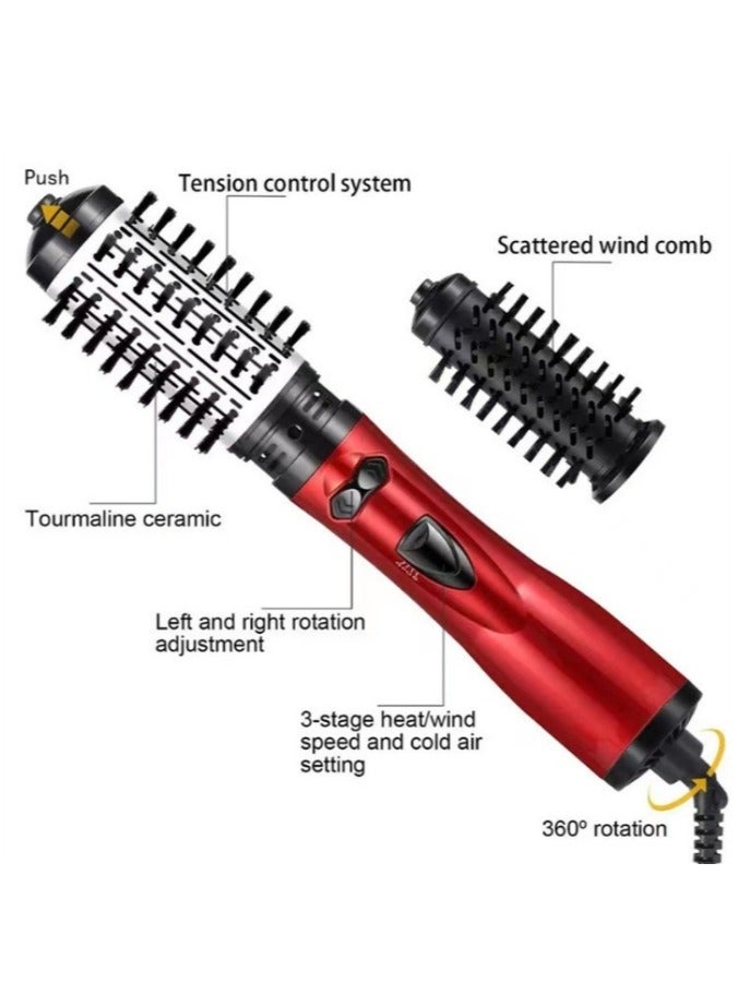 فرشاة حرارية، فرشاة تصفيف الشعر بالهواء الساخن 3 في 1 قابلة للدوران 360 درجة - مجفف شعر، فرشاة تجعيد الشعر، ومكواة فرد الشعر لتصفيفات شعر متعددة الاستخدامات - Image 4