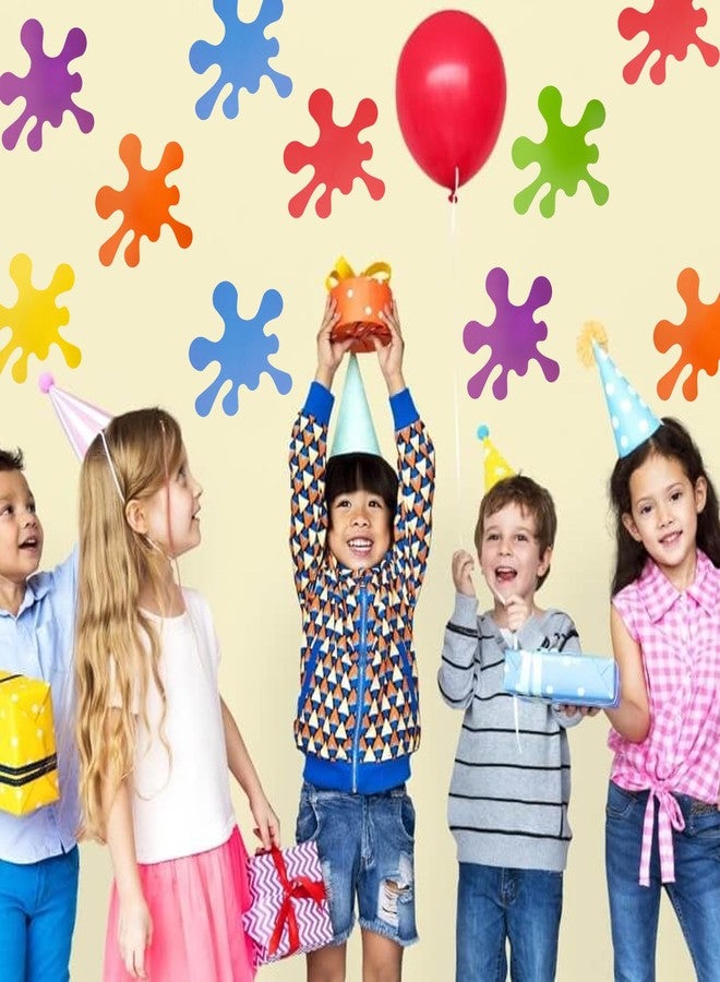 Vuzvuv 60 Pcs Colorful Paint Splatter Paper Cutouts for Art Painting Theme Birthday Party Decorations Bulletin Board Class Decoration for School Party Supplies for Craft Wall Decor - Image 5