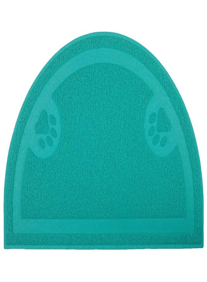 Paw Print Cat Litter Mat, Kitten Litter Mat, Door Mat, Semicircle, 23.5x14.25 Inchs (Turquoise)