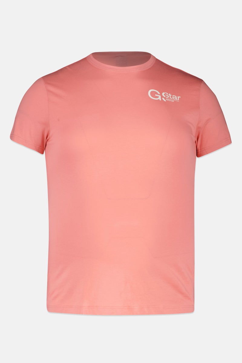 G-Star RAW تي شيرت رجالي بأكمام قصيرة وياقة دائرية بشعار العلامة التجارية، وردي - Image 2