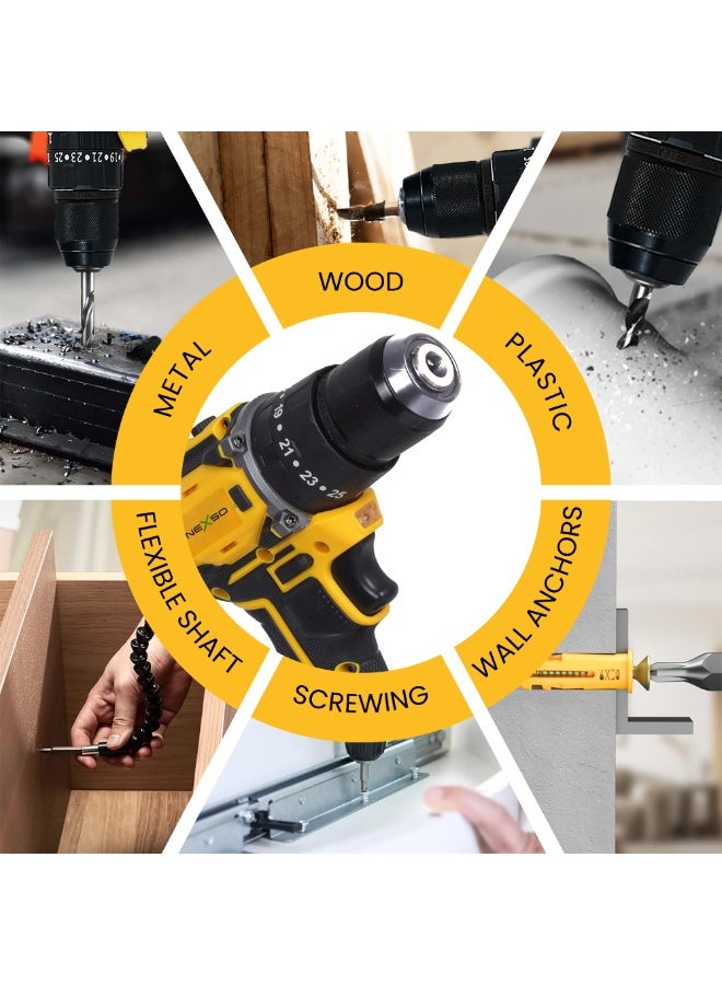 Nexso 21V Cordless Drill Machine with 2-Speed Settings | Adjustable Torque Control, Keyless Chuck & Lithium Battery | Power Drill for Home DIY, Wood, Plastic, and Metal Drilling - Image 5