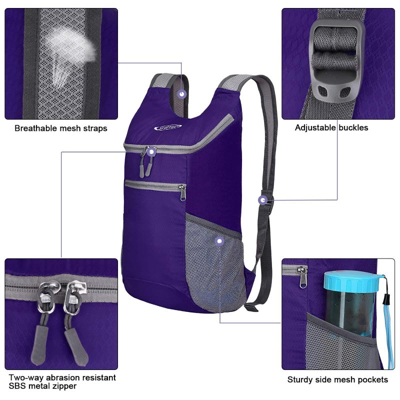 G4Free Lightweight Packable Hiking Backpack for Men Women Small Hiking Daypacks Foldable Shoulder Pack Casual Outdoor Bag 11L - Image 4