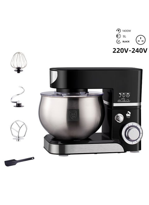 Kitchen Stand Mixer,5 L Small Electric Food Mixer,6 Speeds Portable Lightweight Kitchen Mixer for Daily Use with Egg Whisk,Dough Hook,Flat Beater (Black)
