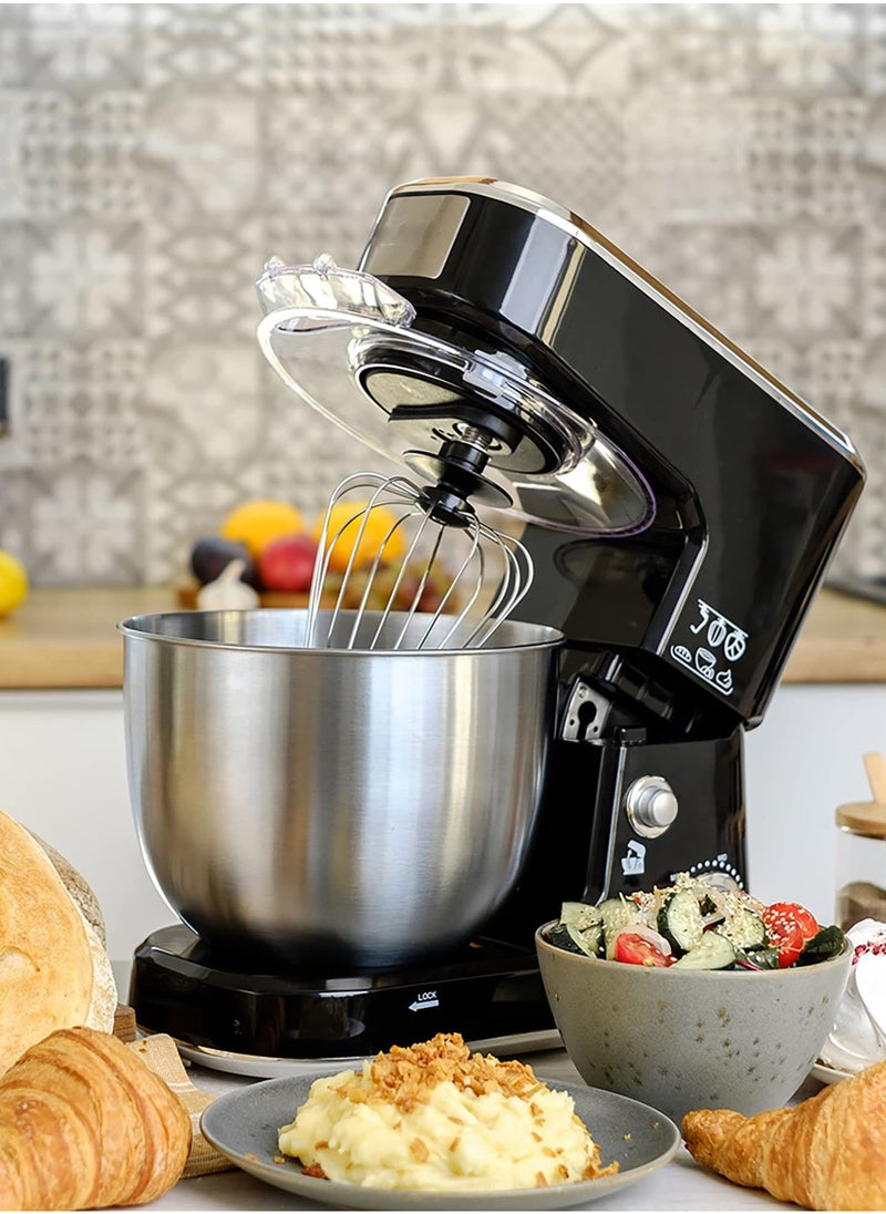 Bolivia's - Kitchen Stand Mixer,5 L Small Electric Food Mixer,6 Speeds Portable Lightweight Kitchen Mixer for Daily Use with Egg Whisk,Dough Hook,Flat Beater (Black) - Image 1
