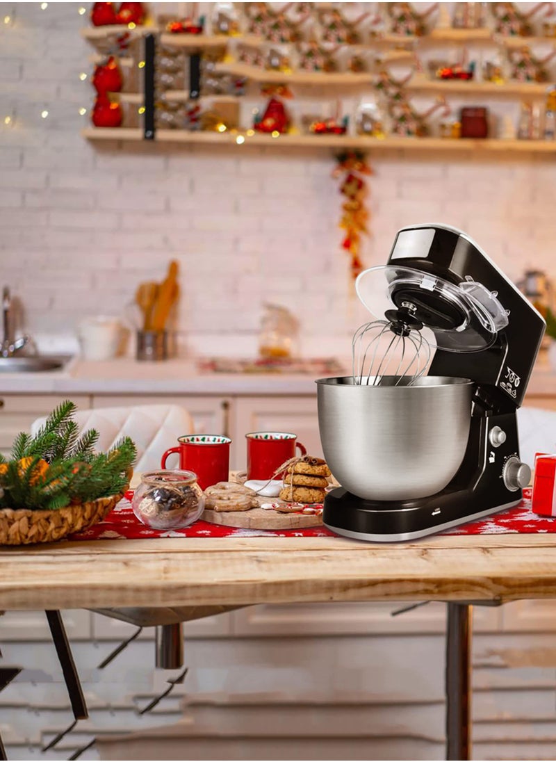 Bolivia's - Kitchen Stand Mixer,5 L Small Electric Food Mixer,6 Speeds Portable Lightweight Kitchen Mixer for Daily Use with Egg Whisk,Dough Hook,Flat Beater (Black) - Image 1