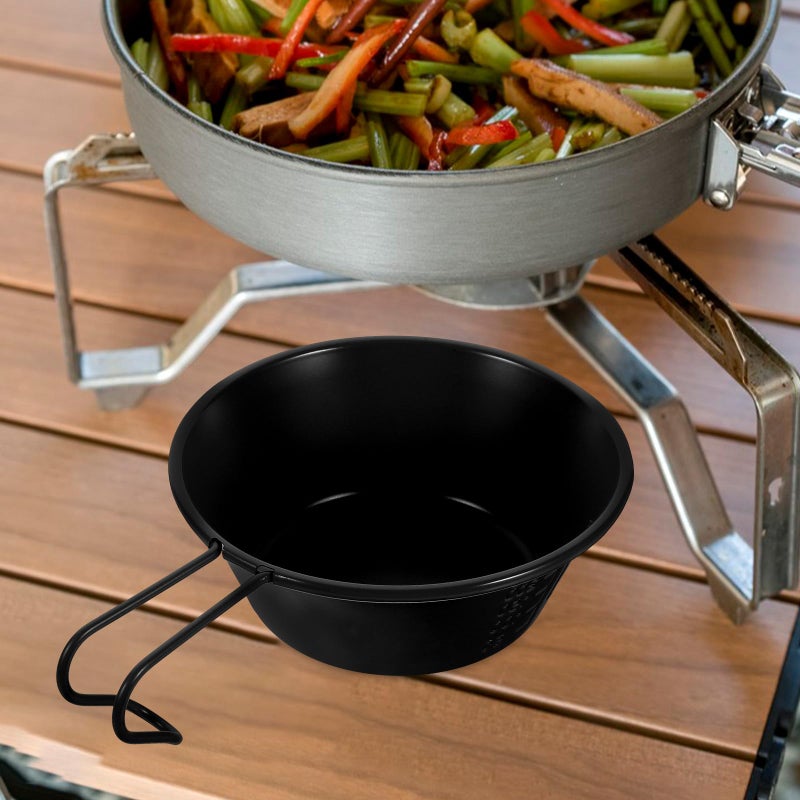 Stainless Steel Camping Bowl with Handle 304 Food Grade Portable Outdoor Hiking Picnic - Image 4