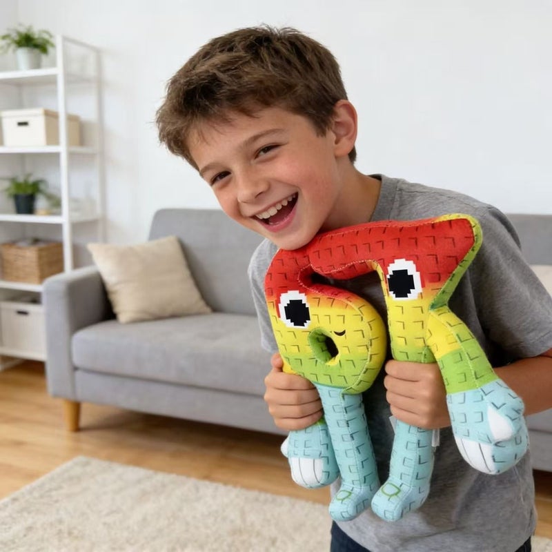Rainbow Gradient People Plush Toys Funny Letter Dolls Birthday Gift Decor - Image 1