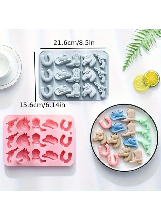 Cowboy Theme Silicone Molds Denim Stencil Pink Flexible Baking Tools For Cupcakes Fondant Candy Chocolate - Image 3