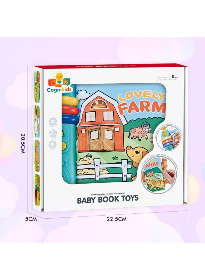 COGNIKIDS Baby Cloth Book With Music & Light – Lovely Farm Storybook For Babies 6M+ | Soft Animal Book With Sound Buttons On Each Page | Montessori Sensory Learning Toy - Image 4