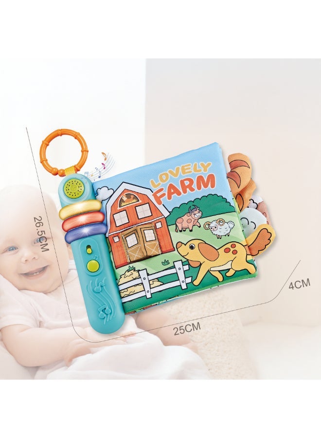 COGNIKIDS Baby Cloth Book With Music & Light – Lovely Farm Storybook For Babies 6M+ | Soft Animal Book With Sound Buttons On Each Page | Montessori Sensory Learning Toy - Image 2