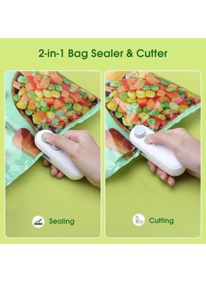 Ekdant EKDANT Portable Mini Sealing Machine 2in1 USB Rechargeable Magnetic Bag Sealer with Cutter Heat Seal Machine for Plastic Bags Handheld Food Bag Sealer for Home Appliances White  - Image 2