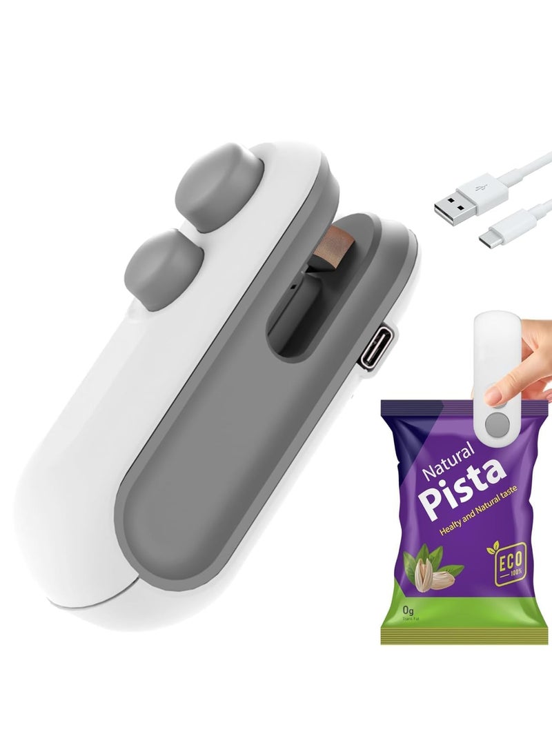 Ekdant EKDANT Portable Mini Sealing Machine 2in1 USB Rechargeable Magnetic Bag Sealer with Cutter Heat Seal Machine for Plastic Bags Handheld Food Bag Sealer for Home Appliances White  - Image 1