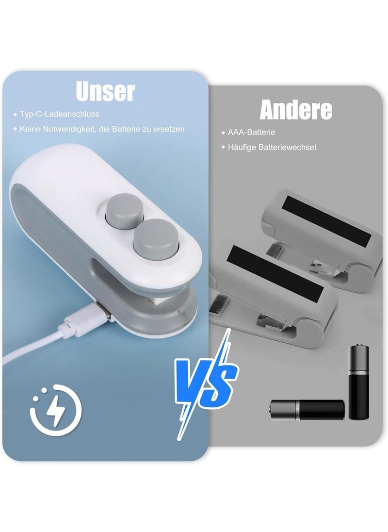 Ekdant EKDANT Portable Mini Sealing Machine 2in1 USB Rechargeable Magnetic Bag Sealer with Cutter Heat Seal Machine for Plastic Bags Handheld Food Bag Sealer for Home Appliances White  - Image 3